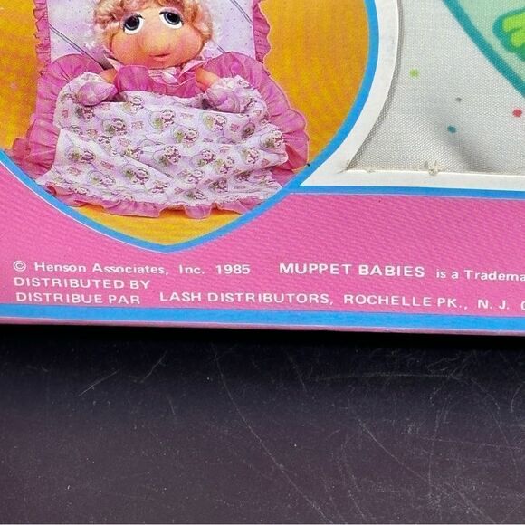 Vintage Jim Hensons Muppet Babies Miss Piggy Kermit Baby Pillow Blanket 1985 NIP - Picture 2 of 4
